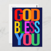 GOD BLESS JE Positief kleurrijk Briefkaart (Voorkant / Achterkant)