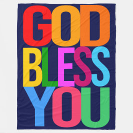 GOD BLESS JE Positief kleurrijk Fleece Deken