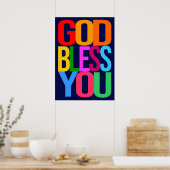 GOD BLESS JE Positief kleurrijk Poster (Keuken)