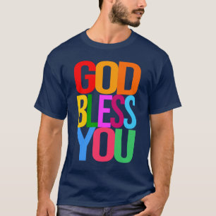 GOD BLESS JE Positief kleurrijk T-shirt