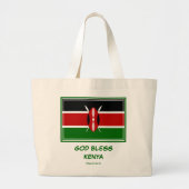 GOD BLESS KENYA Patriotic Kenyan Flag Grote Tote Bag (Voorkant)