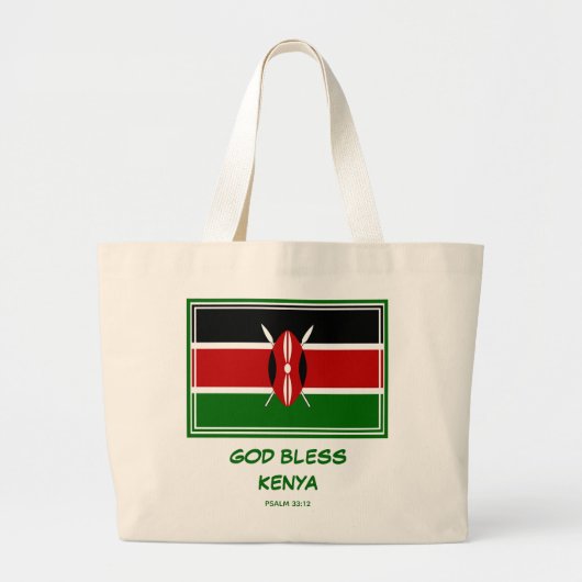 GOD BLESS KENYA Patriotic Kenyan Flag Grote Tote Bag (Voorkant)