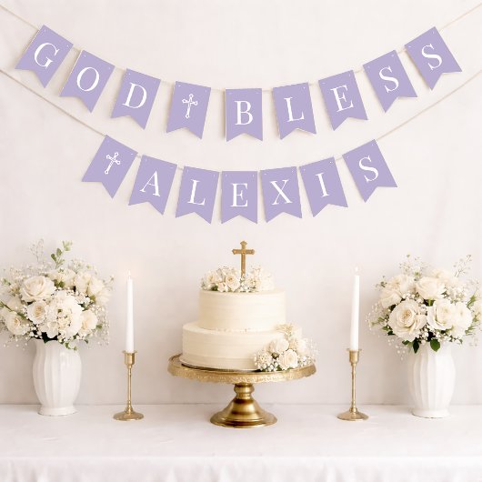 God Bless Lavender 6 Letters Doop Eerste Communie Vlaggetjes