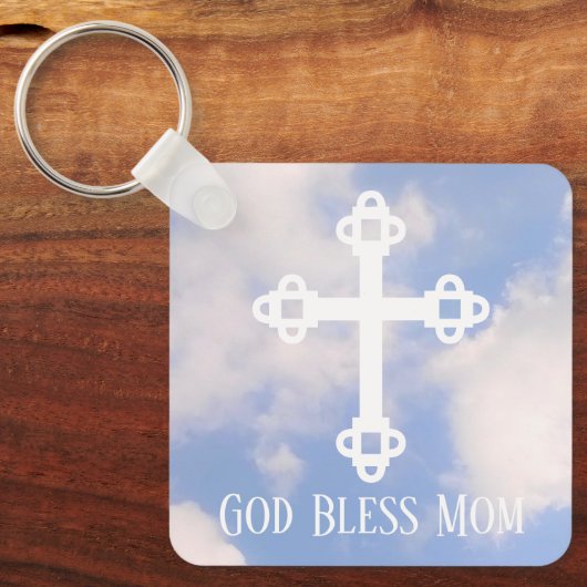 God Bless Ma Cross in de Sky Moederdag Sleutelhanger (Voorkant)