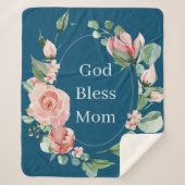 God Bless Ma  Floral Moederdag Sherpa Deken (Voorkant)