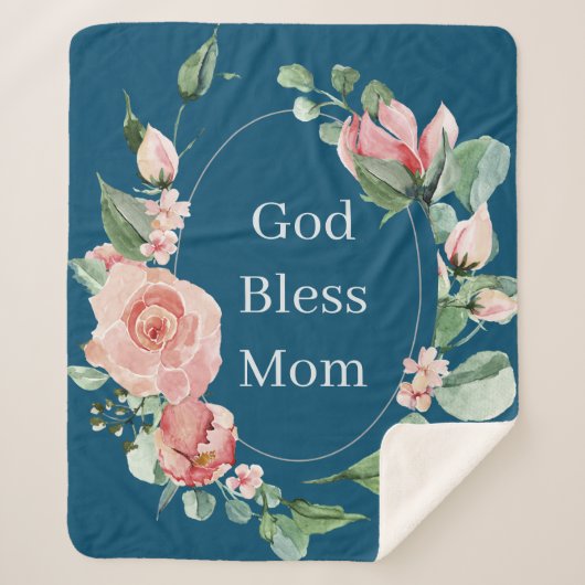God Bless Ma  Floral Moederdag Sherpa Deken (Voorkant)