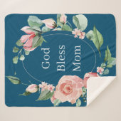 God Bless Ma  Floral Moederdag Sherpa Deken (Voorkant (horizontaal))