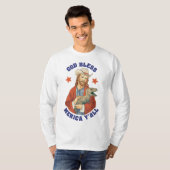 God Bless Merica Y'all Jezus Dinosaur Cowboy Hoed T-shirt (Voorkant volledig)