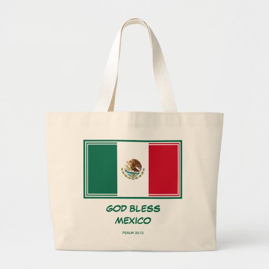 GOD BLESS MEXICO Patriottische Mexicaanse vlag Grote Tote Bag (Voorkant)