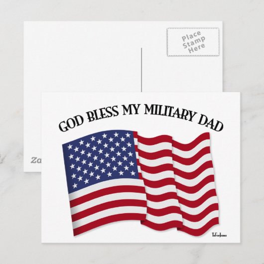 GOD BLESS MIJN MILITAIRE DAD MET VS-vlag Briefkaart (Voorkant / Achterkant)