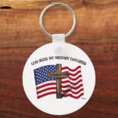 GOD BLESS MY MILITAIRE DAUGHTER robuust door de VS Sleutelhanger (Voorkant)