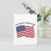 GOD BLESS MY MILITAIRE WIFE MET US-vlag Briefkaart (Staand voorkant)