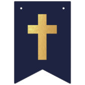 God Bless Naam Goud Navy Blauwe Doop Eerste Commun Vlaggetjes (Eerste vlag)