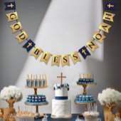 God Bless Naam Goud Navy Blauwe Doop Eerste Commun Vlaggetjes