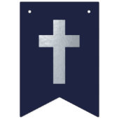 God Bless Naam Zilver Marineblauwe Doop Eerste Com Vlaggetjes (Eerste vlag)