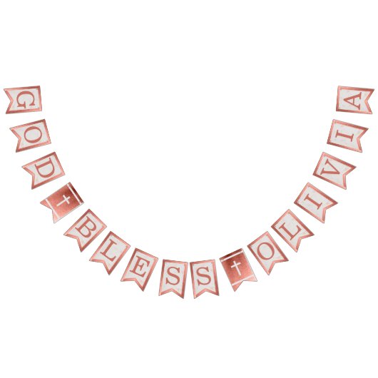 God Bless Name Roos Gouden Marmeren Doopsel Commun Vlaggetjes (Alle)