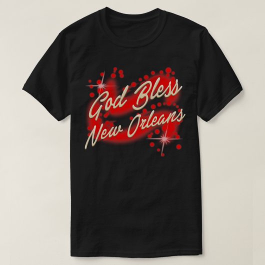 God Bless New Orleans Red Versie T-shirt (Design voorkant)