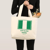 GOD BLESS NIGERIA |Patriottisch | Nigeriaanse vlag Grote Tote Bag (Voorkant (product))