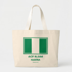 GOD BLESS NIGERIA Patriottisch Nigeriaanse vlag Grote Tote Bag