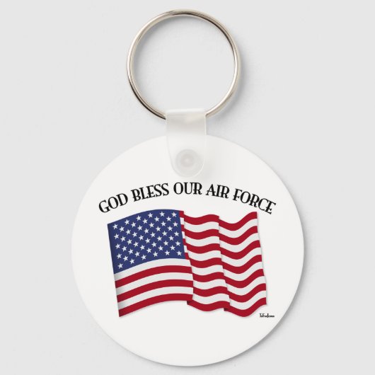 GOD BLESS ONZE AIR FORCE MET US-vlag Sleutelhanger (Voorkant)