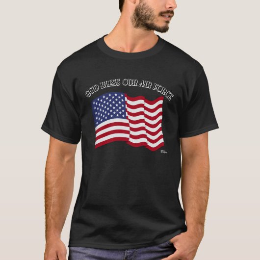 GOD BLESS ONZE AIR FORCE MET US-vlag T-shirt (Voorkant)