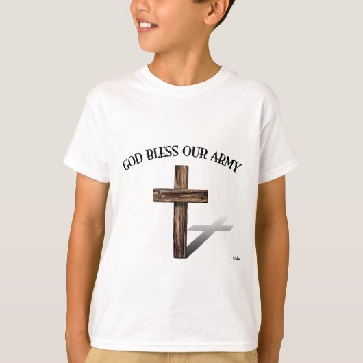 GOD BLESS ONZE ARMIJN met robuust, dwars T-shirt (Voorkant)