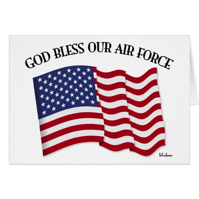 GOD BLESS ONZE LUCHTKRACHT MET VS-vlag (Voorkant Horizontaal)
