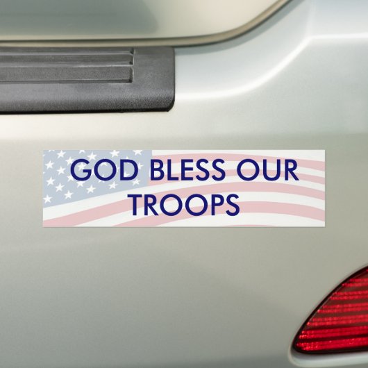 GOD BLESS ONZE TROEPEN BUMPERSTICKER (Op auto)