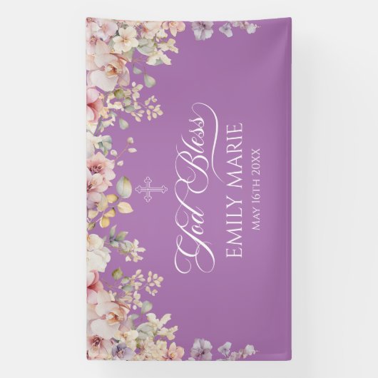 GOD BLESS Orchids purple banner backdrop  (Verticaal)