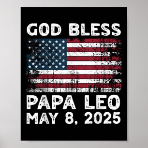 God Bless Papa Leo US Nieuwe Paus Leo Amerikaanse Poster