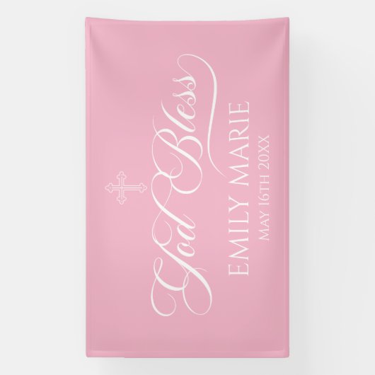 GOD BLESS PINK banner backdrop  (Verticaal)