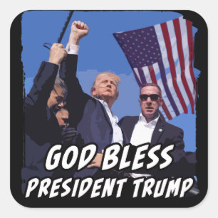 God bless President Trump USA Patriot Donald Trump Vierkante Sticker