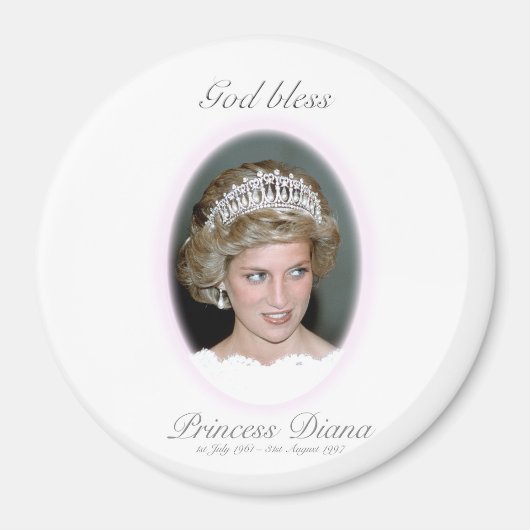 God Bless Princess Diana - Herdenking Magneet (Voorkant)