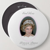 God Bless Princess Diana - Herdenking Ronde Button 6,0 Cm (Voorkant /achterkant)