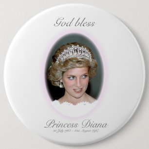 God Bless Princess Diana - Herdenking Ronde Button 6,0 Cm