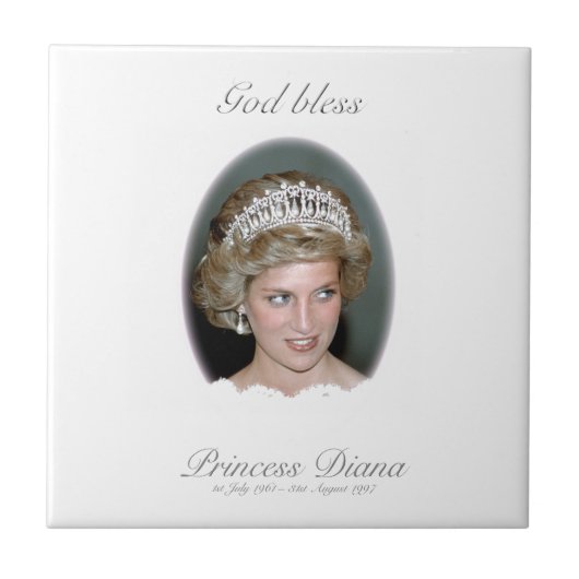 God Bless Princess Diana - Herdenking Tegeltje (Voorkant)