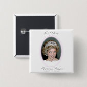 God Bless Princess Diana Vierkante Button 5,1 Cm (Voorkant /achterkant)