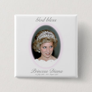 God Bless Princess Diana Vierkante Button 5,1 Cm