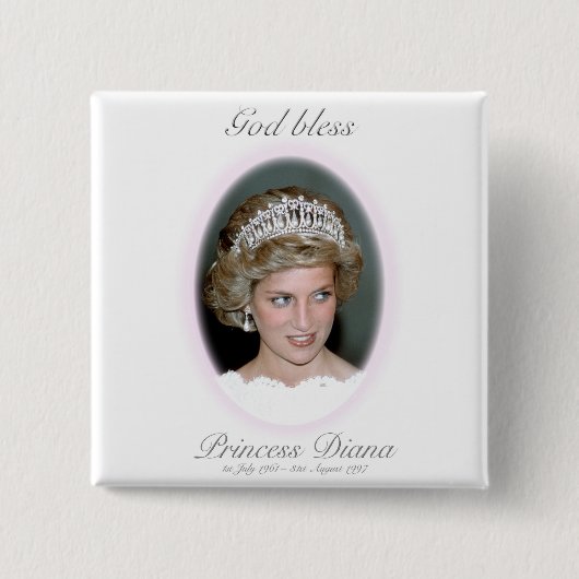 God Bless Princess Diana Vierkante Button 5,1 Cm (Voorkant)