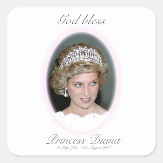 God Bless Princess Diana Vierkante Sticker (Voorkant)