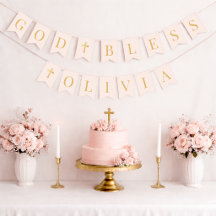 God Bless Roze & Goud 6 Letters Doop Eerste Commun