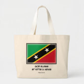 GOD BLESS ST KITTS & NEVIS Vlag Patriottisch Grote Tote Bag (Voorkant)