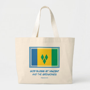 GOD BLESS ST VINCENT GRENADINES Patriotic Flag Grote Tote Bag