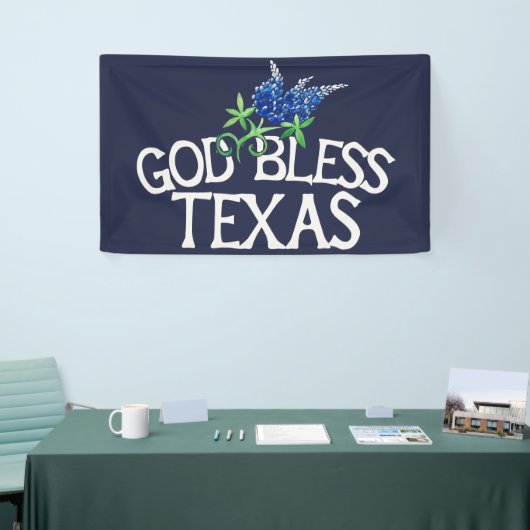 God Bless Texas Bluebonnet Art "Texas Bluebonnets" Spandoek (Beurs)