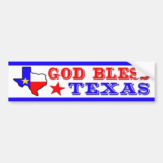 God Bless Texas Bumpersticker (Voorkant)