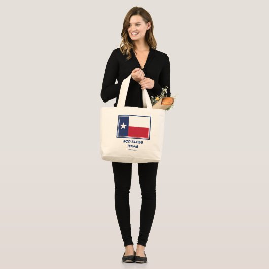 GOD BLESS TEXAS Patriotic Texan Flag Grote Tote Bag (Voorkant (model))
