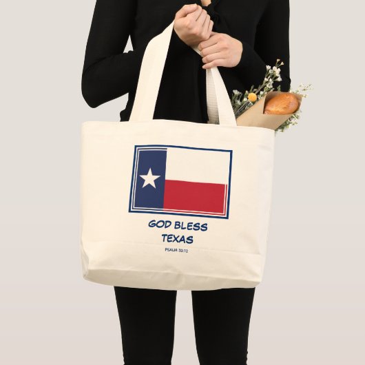 GOD BLESS TEXAS Patriotic Texan Flag Grote Tote Bag (Voorkant (product))