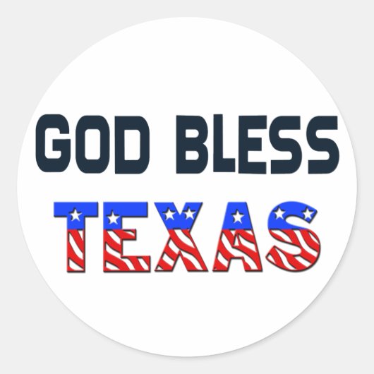 God Bless Texas Ronde Sticker (Voorkant)