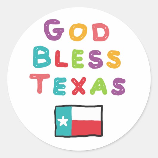 God Bless Texas Ronde Sticker (Voorkant)