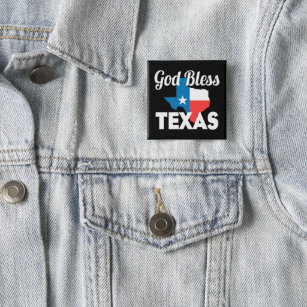 God Bless Texas Vierkante Button 5,1 Cm
